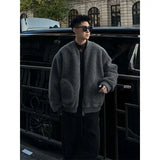WIAOFELLAS  -  A large-sized men's jacket with a high-end American style in winter, featuring thickened lambskin and granular fleece