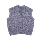 WIAOFELLAS  -  Autumn and winter American retro niche vest lazy men and women sleeveless loose knitted versatile sweater cardigan vest