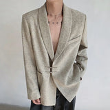 WIAOFELLAS  -  Trendy Men's Shoulder Pads Pockets Metal Plate Design Loose Coats Fashion Lapel Long Sleeves Casual Jackets Male