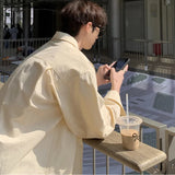 WIAOFELLAS  -  Spring Cotton Long Sleeved Shirt Men Society Mens Black Dress Shirt Korean Loose Casual White Shirt Mens Office Formal Shirts