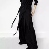 WIAOFELLAS  -  Mens Trousers Straps Thin Casual Pants Summer Streetwear Fashion Daily All-Match Trend Straight Pants Men'S Clothing 2025 New