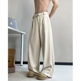 WIAOFELLAS  -  Black Belt Suit Pants Men Fashion Society Mens Dress Pants Korean Loose Wide Leg Pants Mens Office Formal Trousers Plus Size