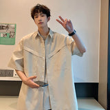 WIAOFELLAS  -  New Men's Casual Blouse Cotton Male Loose Shirt Loose Tops Short Sleeve Shirt Summer Casual Handsome Men's Shirts A99