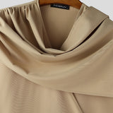 Wiaofellas  -  Men's Shirt Solid Color Pleated Sleeveless Shawl Tops Streetwear Summer Loose Camisas Masculina Fashion Men Clothes