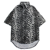Wiaofellas  -  Summer Fashion Shirt Men Leopard Print Short Sleeve Party Club Hawaiian Beach Tops Streetwear Shirts Men Dance Camisas Hombre