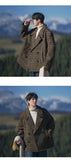 WIAOFELLAS  -  Woolen Plaid Short Casual Coat Versatile Coat Loose Windbreaker Ins Cool and Trendy