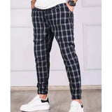 WIAOFELLAS  -  Plus Size S-3XL Men Plaid Joggers Pants Spring Autumn Fashion Casual DElastic Waist Slim Street Hip hop Black Grey Khaki Blue