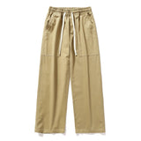 Wiaofellas  -  Men's Workwear Wide Leg Pants Cotton Men Spring Autumn Classic Fashion Bagy Straight Casual Pants Male Drapery Khaki Grey