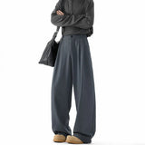 WIAOFELLAS  -  Grey Suit Pants Men Oversized Fashion Society Mens Black Dress Pants Korean Loose Straight Pants Mens Office Formal Trousers