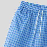 WIAOFELLAS  -  Men Plaid Pants Drawstring Joggers Loose Casual Straight Trousers Men Streetwear 2025 Fashion Male Long Pants S-5XL