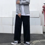 Wiaofellas Trend Tooling Pants Street Retro Men's Stitching Casual Loose Wide-leg Straight Pants Casual Pants Men