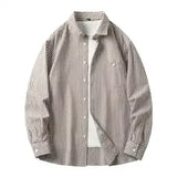 WIAOFELLAS  -  Retro Autumn Autumn Coat Trendy Striped Loose Japanese Long-sleeved Shirt Men's Casual Loose Shirt