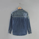 WIAOFELLAS  -  New Autumn Denim Lapel Long Sleeve Men's Shirt Fashion Jacket Loose Casual Versatile Jacket