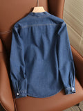 WIAOFELLAS  -  Classic Denim Cardigan Jacket Monk Robe Spring Men's Washed Taoist Robe V-neck Cardigan Coat Unisex Vintage Button Blue Tops
