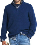 WIAOFELLAS  -  Autumn Winter Men's Half Zipper Knit Pullovers Solid Mock Neck Casual Knitted Sweater Men Long Sleeve Loose knitwear Plus Size