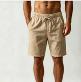 Wiaofellas  -  Men American Summer Linen Shorts Thin Cotton Linen Loose Plus Size Casual Five Inch Drawstring Shorts