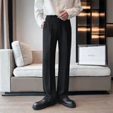 WIAOFELLAS  -  Black White Suit Pants Men Slim Social Mens Dress Pants Korean Casual Straight Pants Mens Office Formal Trousers Plus Size 5XL