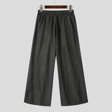 Wiaofellas  -  Men's Pants Solid Color Lace Up Joggers Casual Trousers Men Loose Streetwear Pantalones Drawstring Fashion Pants For Man