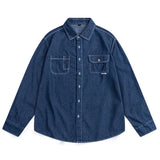 WIAOFELLAS  -  Unisex Vintage Distressed Denim Shirt Men's Loose Fit Long Sleeve Casual BF Style Thin Outerwear Outdoor Camping Thin Coat