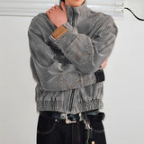 WIAOFELLAS  -  Fashionable Mens Patchwork Jean Jacket Streetwear Vintage Stand Collar Zip-up Denim Jackets For Men Spring Casual Jean Outerwear