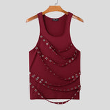 WIAOFELLAS  -  Men Tank Tops Patchwork O-neck Sleeveless Sexy Skinny Male Vests Summer 2025 Streetwear Fashion Men Clothing Tops S-5XL