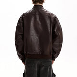 WIAOFELLAS  -  Vintage Texture PU Leather Jacket Men Spring Streetwear Fashion Mens Cropped Jacket Coat Stylish Stand Collar Leather Coats