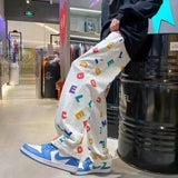 Wiaofellas  -  Printed Men's Trendy Versatile Plus Size Loose Fat Guy Korean Style Ins Autumn Sports Sweatpants Long Pants
