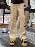 Wiaofellas  -  Casual Sporty Tied-Dye Slant-Cut Loose Fit Straight Leg Pants Men Women Summer CleanFit Drapey Micro Flared Trousers