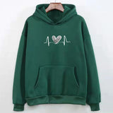 WIAOFELLAS  -  Autumn Winter Heart Print Hoodie Unisex Couple Style Polyester Fiber Full Sleeve Streetwear Trendy Top for Men And Women