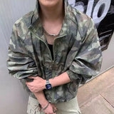 WIAOFELLAS  -  American Retro Camouflage Thin Jacket Men's Summer Sun Protection Clothing Grid Quick Drying Hiking Stand Collar Coat Outdoor