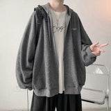 WIAOFELLAS  -  Spring Men's Jacquard Zipper Hooded Sweatshirts Korean Fashion High Street Cardigan Jacket Casual Oversized Y2K Vintage Hoodies