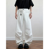 Wiaofellas  -  Men's Loose Fit Casual Pants 2026 M-5XL Plain Color Wide Leg Comfortable Blend Urban Streetwear Daily Wear Black White