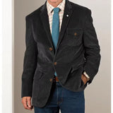 WIAOFELLAS  -  Mens Corduroy Blazer Single Breasted Casual Jacket Fashion Slim Fit Comfortable Elegant Suit Jacket Business Attire Formal Wear