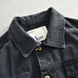 Wiaofellas  -  Men's Spring Chic vintage black denim jacket jacket lapel loose casual top