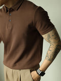WIAOFELLAS  -  Fashionable Mens Slim Fit Polo Shirts Short Sleeve Button Turn-down Collar Polo Shirt Spring Summer Casual Men Solid Color Polos