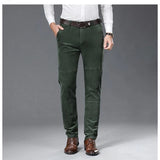 WIAOFELLAS  -  Plus Size 28-38 Men Pants Spring Autumn  Casual  Thicken Corduroy Slim Straight  Elastic Long Business Work Wear Trousers Black