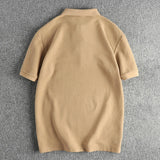 WIAOFELLAS  -  Heavy wash bead mesh men's polo shirt Europe and the United States retro trend youth fashion short sleeve