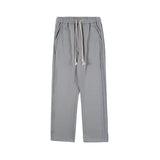 Wiaofellas  -  Street High Stitching Striped Casual Pants New Trend Sports Drawstring Elastic Waist Straight Sweatpants Spring 2A1072