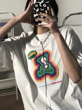 WIAOFELLAS  -  Question Mark Bear Printing T Shirts 100% Cotton Women Y2K T-shirt Cute Short Sleeve Casual Loose Oversized Tee Tshirt
