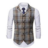 Wiaofellas  -  Autumn/Winter New Youth Fashion Sweetheart Collar Plaid Single Breasted Men's Casual Vest