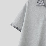 WIAOFELLAS  -  Men Sets Patchwork Lapel Short Sleeve T Shirt & Pants Two Pieces Sets Streetwear Loose Fashion Men's Casual Suits