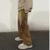 WIAOFELLAS  -  American Letter Graffiti Jeans Couples High Street Oversize Loose Straight Wide Leg Casual Floor Mopping Pants Female Clothes