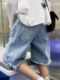 WIAOFELLAS  -  2025 Men's Summer New Fashion Thin Loose Short Pants Male Ripped Hole Denim Shorts Men High Waist Straight Jeans Shorts P897