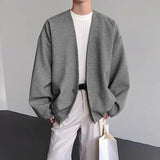 WIAOFELLAS  -  Men Jackets Solid Color Long Sleeve Open Stitch Casual Male Thin Coats Loose Streetwear Fashion Cardigan Outerwear Men