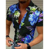 WIAOFELLAS  -  Men's Summer ort Sve irt Digital Print Loose Fit Polyester Fiber Briti Sle Collar Open Cardigan Youth Faion