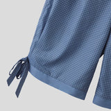 Wiaofellas  -  Men's Plaid Pants Button Oversize Lace Up Joggers Casual Trousers For Man Pantalones Streetwear Stylish Wide Leg Pants