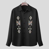 Wiaofellas  -  Men Shirt Printing Lapel Long Sleeve Button Loose Casual Men Clothing Streetwear Korean Style Fashion Tops Male Shirts