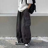 Wiaofellas  -  Y2k Baggy Cargo Jeans for Men Oversize Wide Leg Denim Pants Male Hip Hop Trousers Pockets Streetwear Loose Patchwork