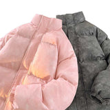 Wiaofellas  -  Men's Winter Harajuku Streetwear Fashion Jacket Parkas Bubble Jacket Oversize Warm Solid Coat Faux Suede Puffer Jacket