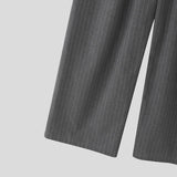 WIAOFELLAS  -  Men Pants Striped Patchwork Elastic Waist Joggers Loose Straight Trousers Men Streetwear 2025 Fashion Casual Long Pants